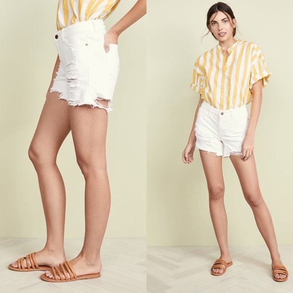 NWT DL1961 Karlie White Distressed Shorts - Picture 1 of 8